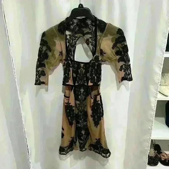 For love and lemons, tan, and black mini dress - Picture 1 of 5